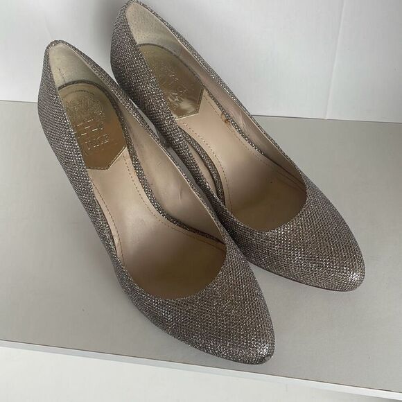 Vince Camuto Kadri Silver Sparkle Fabric Pumps Heels 8.5 - Picture 3 of 13